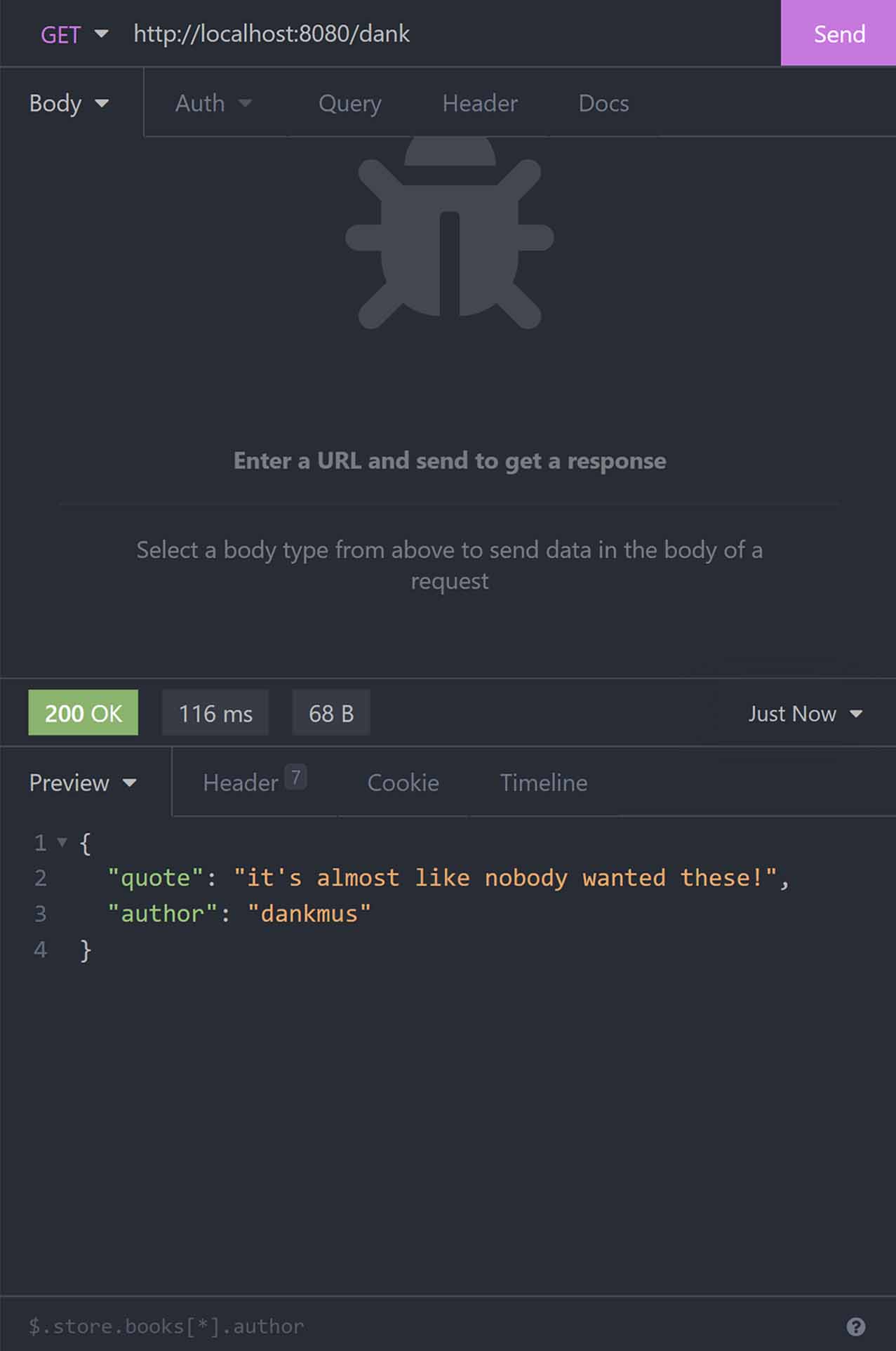 Sending a GET Request to the REST API.